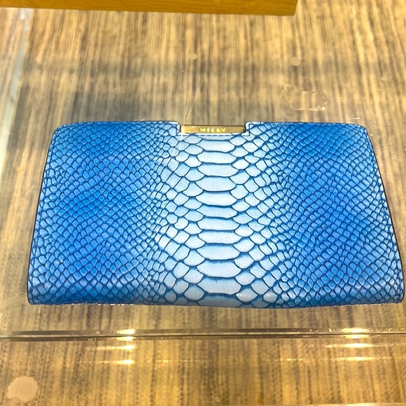 Milly Bags Milly Electric Blue Clutch With Gold Chain And Gold